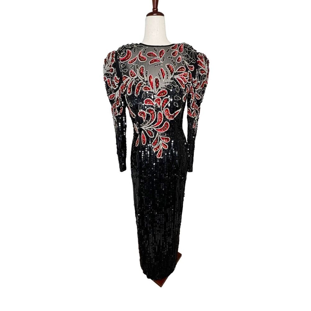 Stunning Black and Red Sequin Maxi Dress